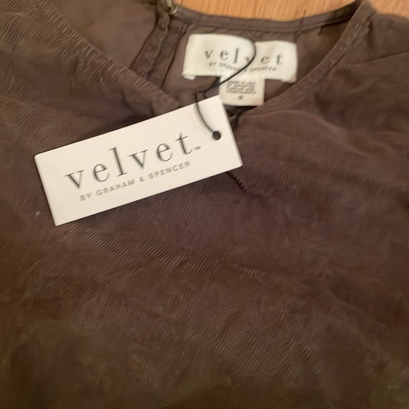 Green corduroy shift puffed sleeve dress from velvet - Picture 2 of 2